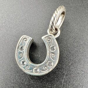 Brighton Horseshoe Charm Silver Plated Swarovski Crystal Accents, Retired Design